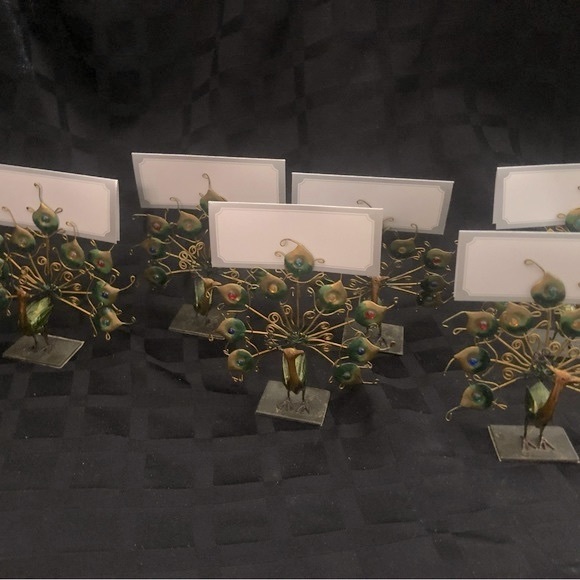 6 Metal Peacock Picture/Place Setting Holders - Picture 6 of 7